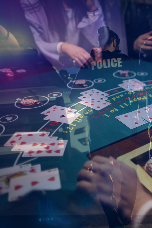 a group of people playing poker